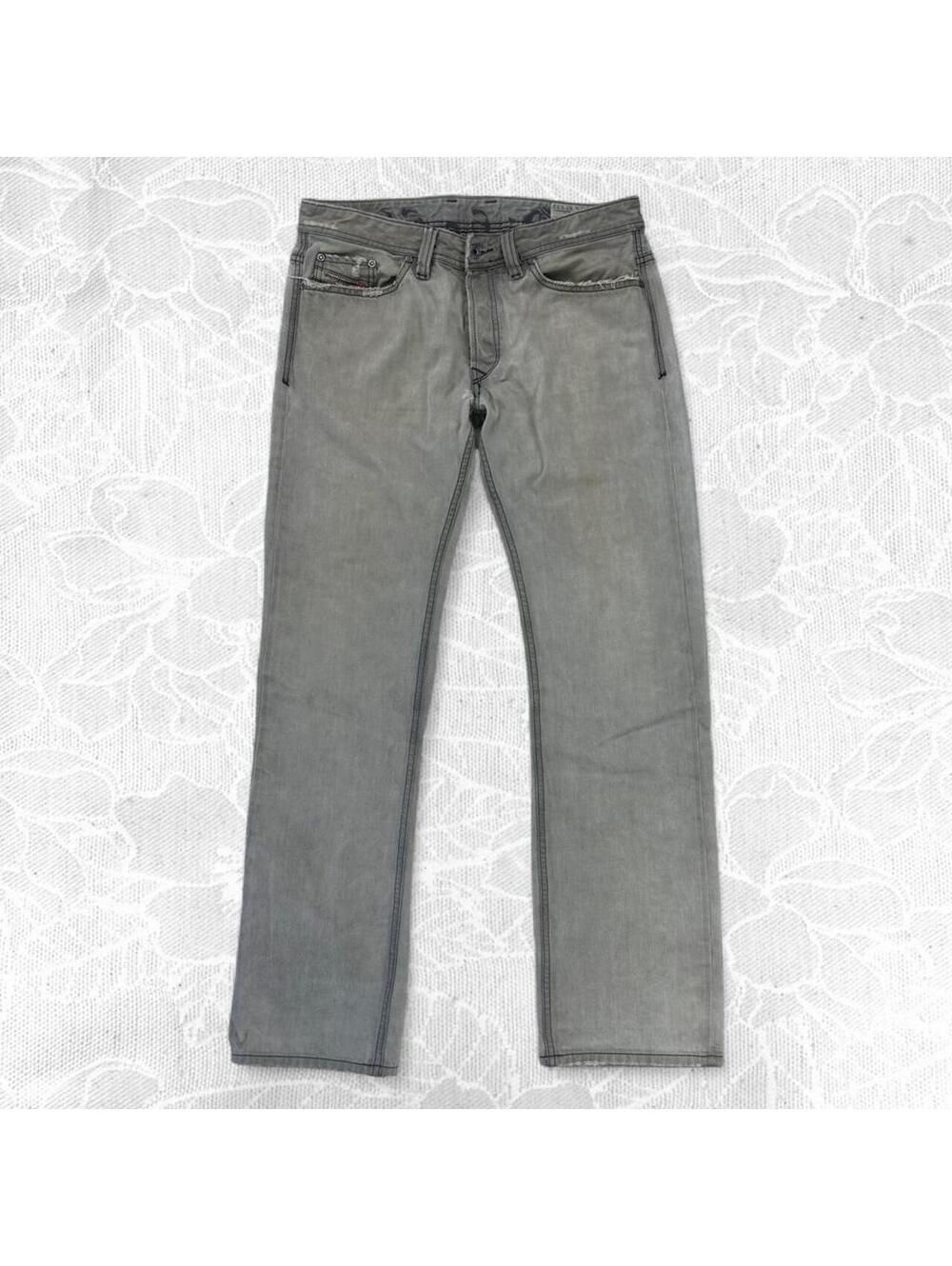 Diesel Vintage Viker Back Men's Gray Mid-Rise Straight-Leg Jeans - 32x32